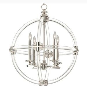 Grosvenor 24” Lucite and brushed nickel chandelier